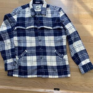 Gant Navy and Cream Checkered Shirt Jacket Soft Horseback Twill SL Cottagecore